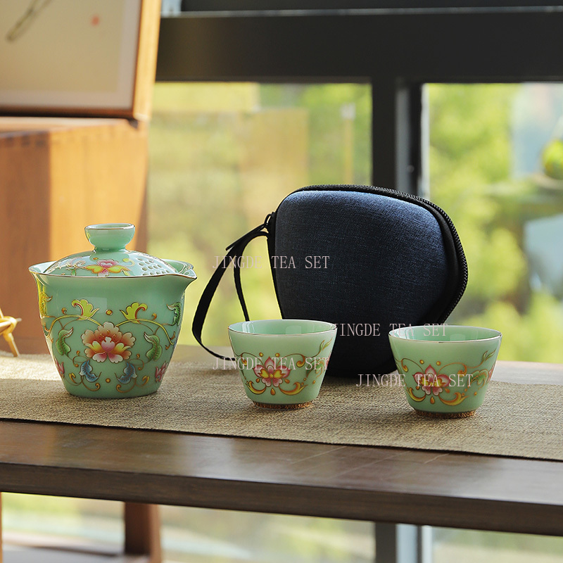 Celadon one pot two cups trave - Celadon Ceramic Cup ulasan dan harga