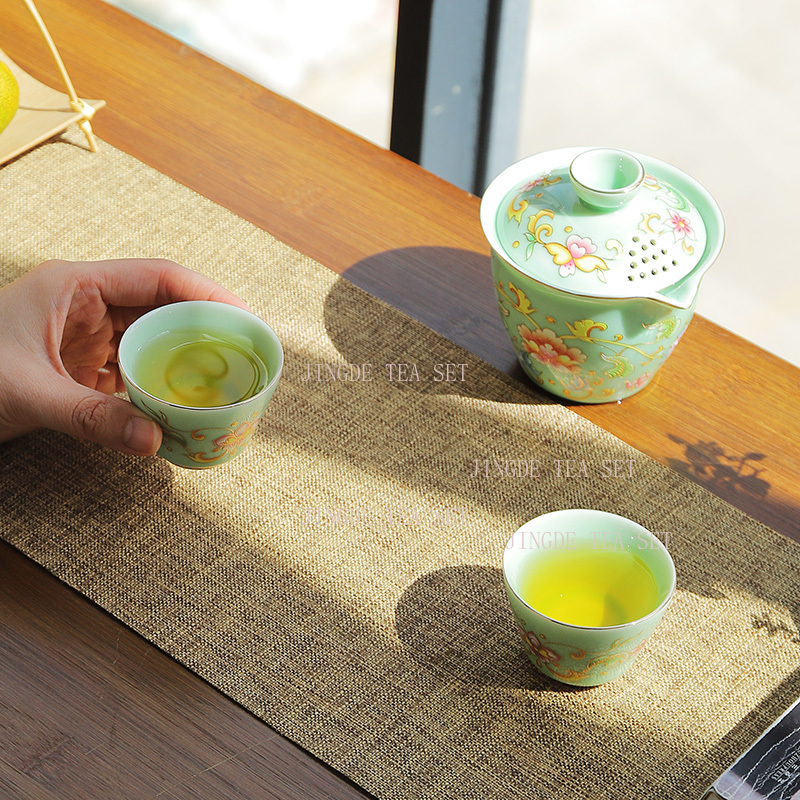 Celadon one pot two cups trave - Celadon Ceramic Cup ulasan dan harga