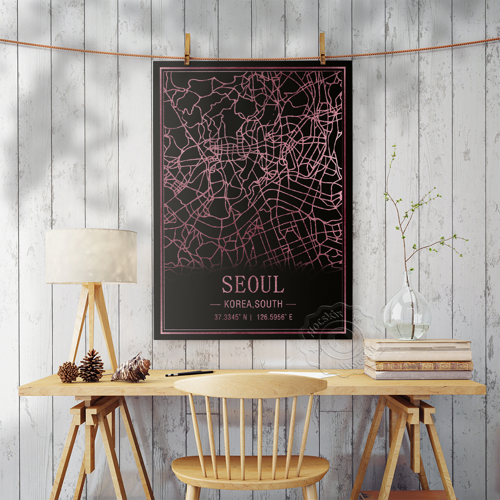 Seoul Korea South Map Art Post - South Korea Lifestyle ulasan dan harga